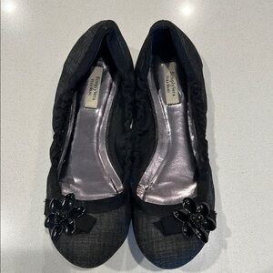 Simply Vera Black Flats with Floral Detail